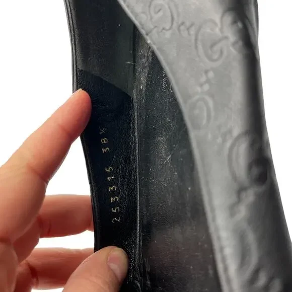 Gucci Guccissima Web Striped Leather Ballet Flats Shoes Black Size 38.5 US 8.5 - Picture 11 of 11